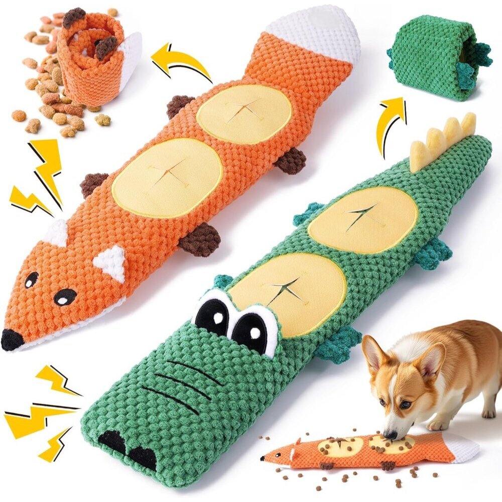 Dog Toys for Aggressive Chewers, 2 Pack No Stuffing Interactive Dog Toys for Bor